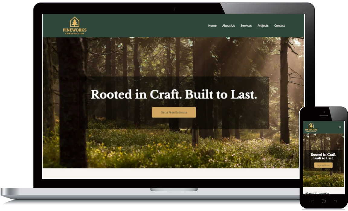 Pineworks Website Desktop