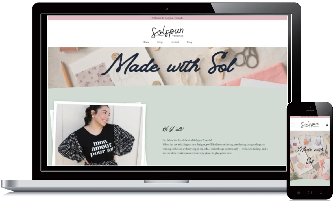 Solspun Website Desktop